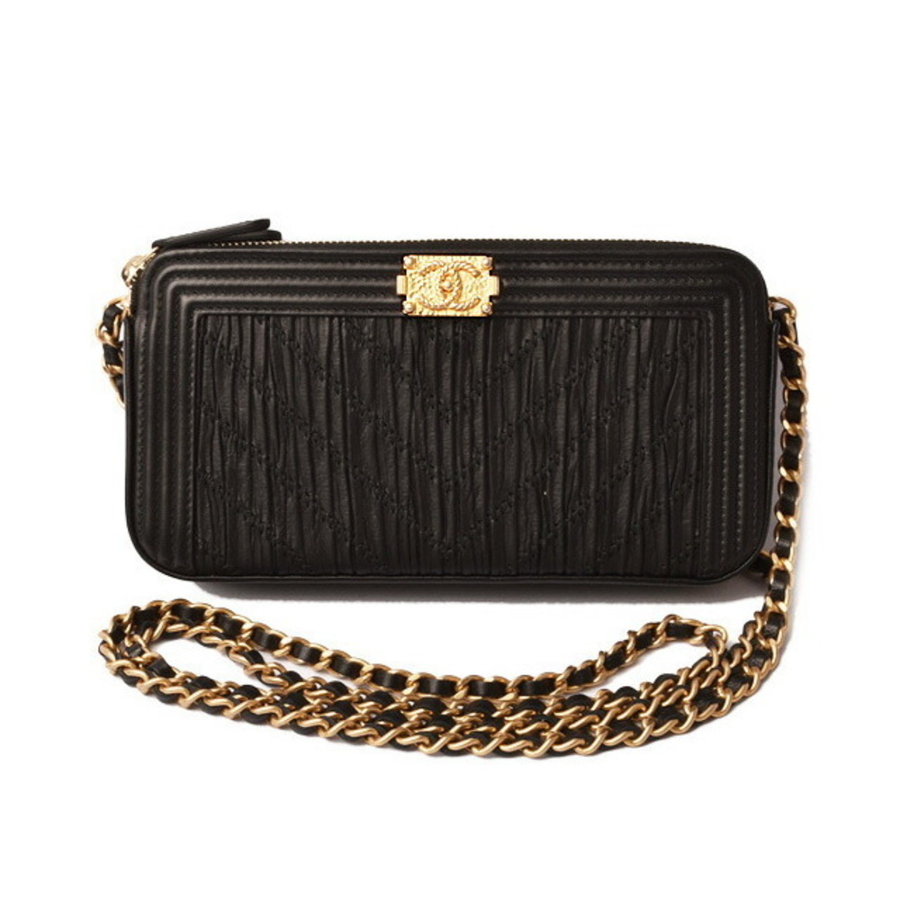 CHANEL Chain Wallet Boy Chanel Black